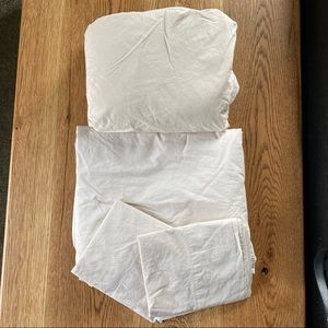 Casaluna Queen Washed Supima Percale Solid Sheet Set in Natural